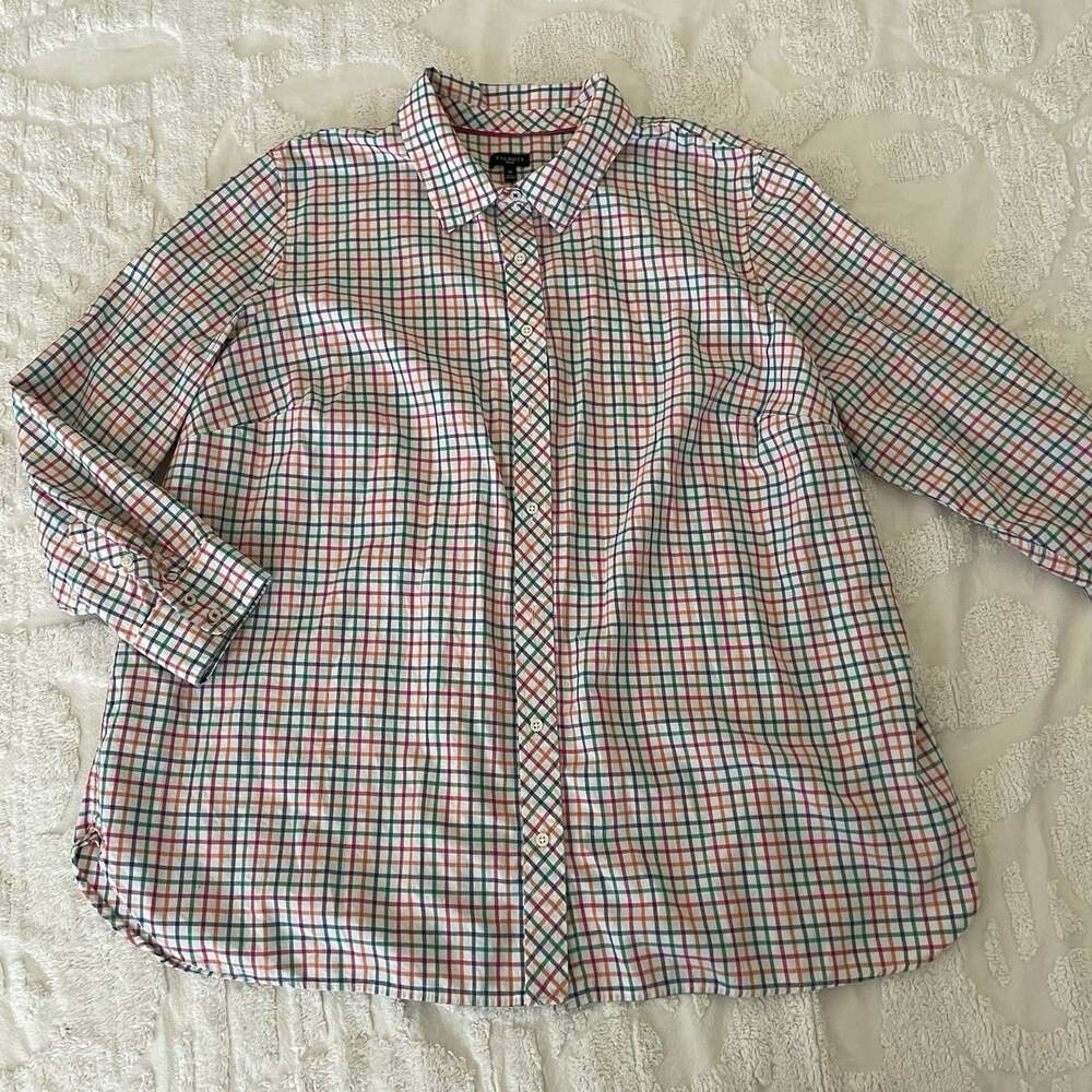 Talbots Button Down Shirt Blouse Size Plus 3X Soft Cotton Long Sleeve Office